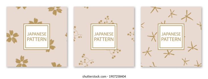 3 Different flower vector seamless patterns. Romantic chic floral textures can be used for printing onto fabric and paper or scrap booking. Pink, white and gold colors. For baby, girl and woman.