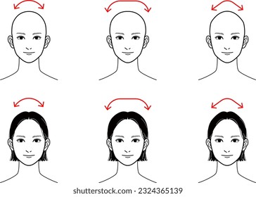 3 different human head shapes.
Round, square, pointed.