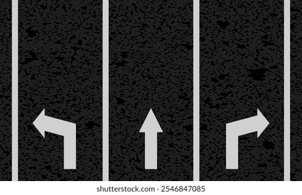 3 diferentes marcas de carreteras en movimiento, marca de dirección de la calle de la ciudad, Ilustración vectorial