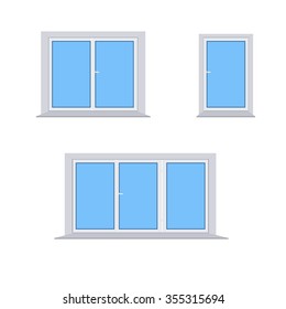 3 different plastic windows on a white background vector