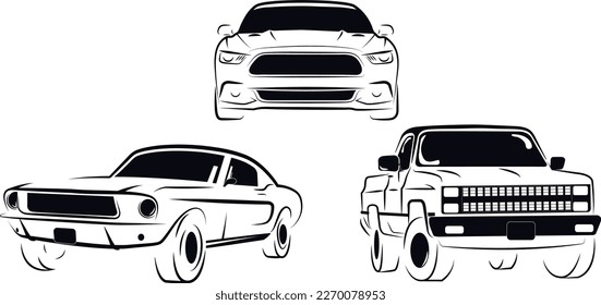 3 different premium  car line art logo icon design