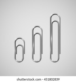 3 different size of paperclips, vector