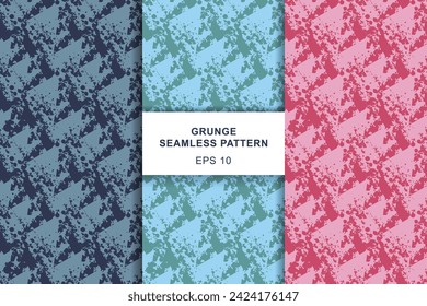 3 different vector seamless patterns. Endless textured ornament for wallpaper, wrapping paper, sport textile, fabric. Web page background, surface texture. Set of monochrome geometric ornaments.
