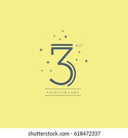 3 digit design anniversary vector icon template