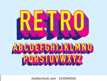 3 dimension/ 3d retro typography design vector/illustration