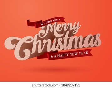 3 dimension christmas greetings greetings design template vector/illustration