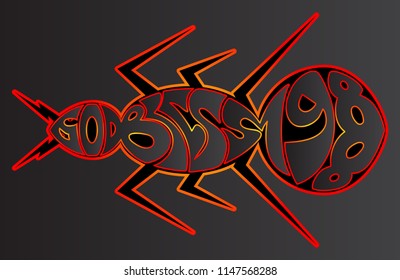 3 Dimension concept design of inspirational quote "God Bless 1988". Hand drawn lettering Typography poster.