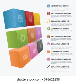 3 Dimension Infographic block with different color and icon