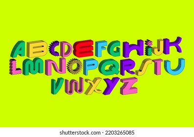 3 dimension quirky typography design with outline vector, illustration