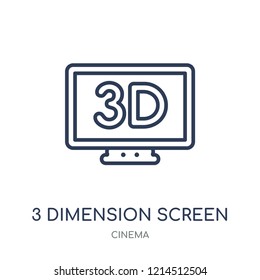 3 dimension screen icon. 3 dimension screen linear symbol design from Cinema collection. Simple outline element vector illustration on white background.