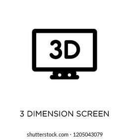3 dimension screen icon. 3 dimension screen symbol design from Cinema collection. Simple element vector illustration on white background.