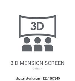 3 dimension screen icon. Trendy 3 dimension screen logo concept on white background from Cinema collection. Suitable for use on web apps, mobile apps and print media.