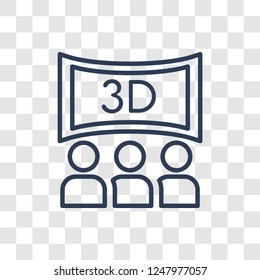 3 dimension screen icon. Trendy linear 3 dimension screen logo concept on transparent background from Cinema collection