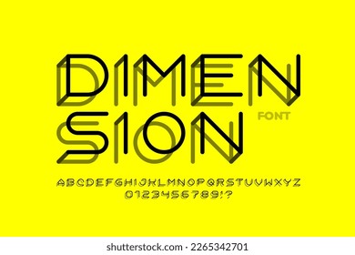 Diseño de fuentes de estilo de dimensión 3, letras alfabéticas y ilustración vectorial de números