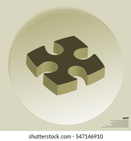 3 dimension style icon of puzzle part