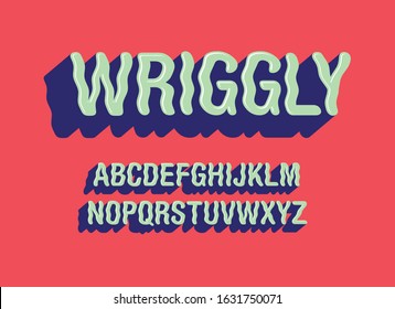 3 dimension wriggly typography design vector,illustration