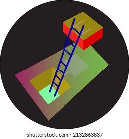 3 dimensional cube blocks and stairs vector drawing