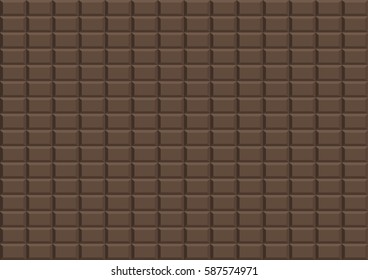 3 dimensional dark brown Chocolate bar seamless pattern sweet food flat layer top view with shadow illustration vector isolated