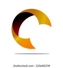 3 dimensional, gradient Letter C, vector 