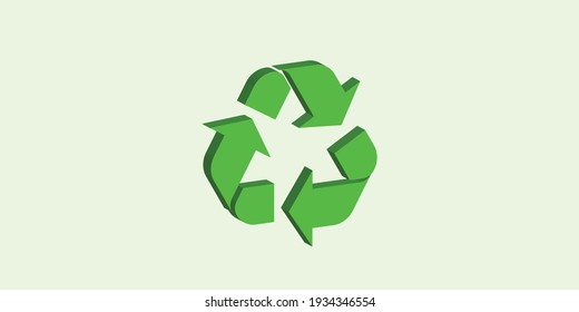 A 3 dimensional recycle logo in green color with green background