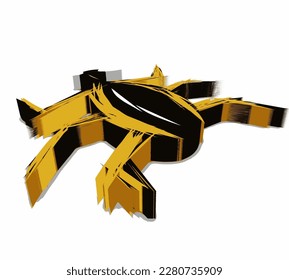 3 dimensional spider illustration in yellow and black colors