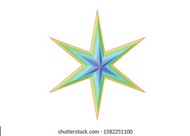 3 dimensions star vector design element, isolated on white ,rainbow color geometric shape, icon sign symbol