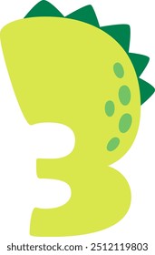 3 Dinosaur Style Digit Vector Illustration