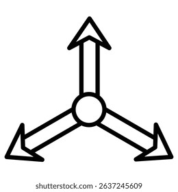 3 direction arrow icon Simple thin line stroke