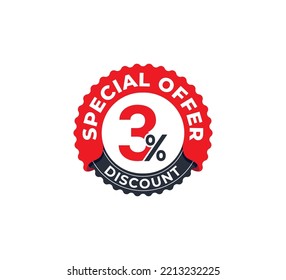 3% Discount Coupon. Sale tags set vector badges template. Sale offer price sign. Special offer symbol. Discount promotion. Discount badge Stamp shape. Vector illustration design