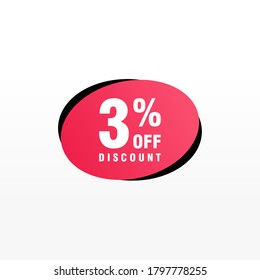 3 descuento, insignias de vectores de venta para etiquetas, , pegatinas, banners, etiquetas, etiquetas, etiquetas web, nueva oferta. Banner de signo de origami de descuento