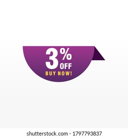 3 descuento, insignias de vectores de venta para etiquetas, , pegatinas, banners, etiquetas, etiquetas, etiquetas web, nueva oferta. Banner de signo de origami de descuento