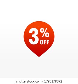 3 descuento, insignias de vectores de venta para etiquetas, , pegatinas, banners, etiquetas, etiquetas, etiquetas web, nueva oferta. Banner de signo de origami de descuento