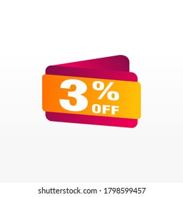3 descuento, insignias de vectores de venta para etiquetas, , pegatinas, banners, etiquetas, etiquetas, etiquetas web, nueva oferta. Banner de signo de origami de descuento