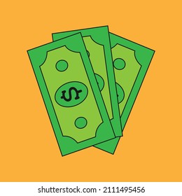 Vektorgrafik von 3-Dollar-Scheinen einzeln auf Hintergrund