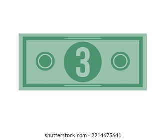 3 dollar vector illustration isolated in white background. Dollar price for sales and promotion