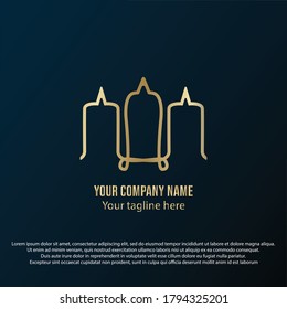 3 domes mosque logo, with golden gradient color