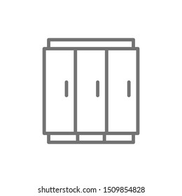 3 doors fridge, fridge for drinks line icon.