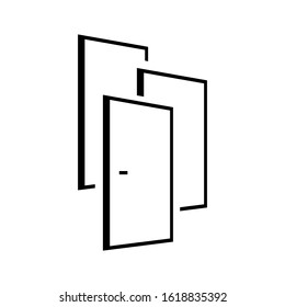 3 doors logo vector design overlapping door means many choices and oportunity concept Template