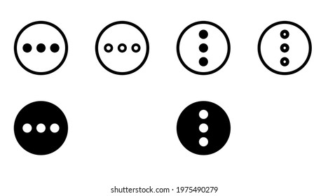 3 dots options menu with circle icon set, black and white