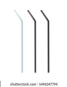 3 drinking straws isolated on white background. Vector Design.