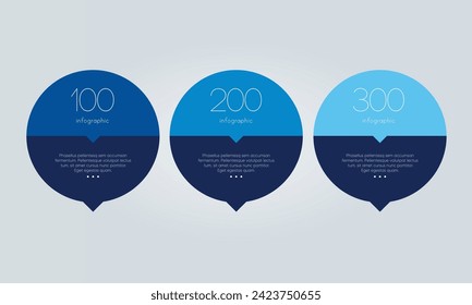 3 elements scheme, diagram. Three connected circles. Infographic template.