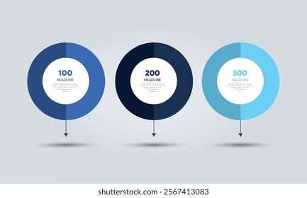 3 elements scheme, diagram. Three connected circles. Infographic template.