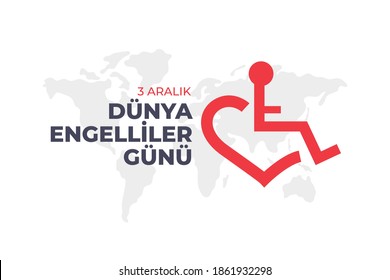 3 aralık dünya engelliler günü. Translation:  3 december world disability day, vector disabled logo
