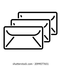 3 envelopes icon on white background, vector illustration.