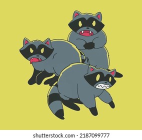 3 Evil Raccoons Vector Print