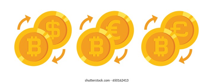 3 exchange icons between bit-coin and other currencies
