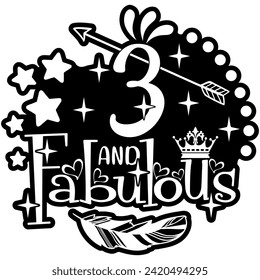 3 and fabulous black vector graphic design and cut file