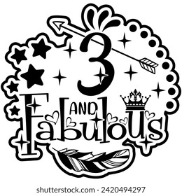 3 and fabulous black vector graphic design and cut file