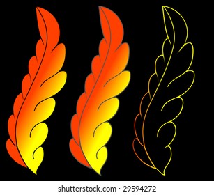 3  feathers on black surface