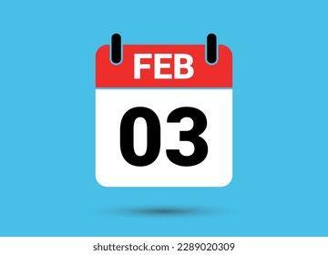 3 February Calendar Date Flat Icon Day 3 Vector Illustration